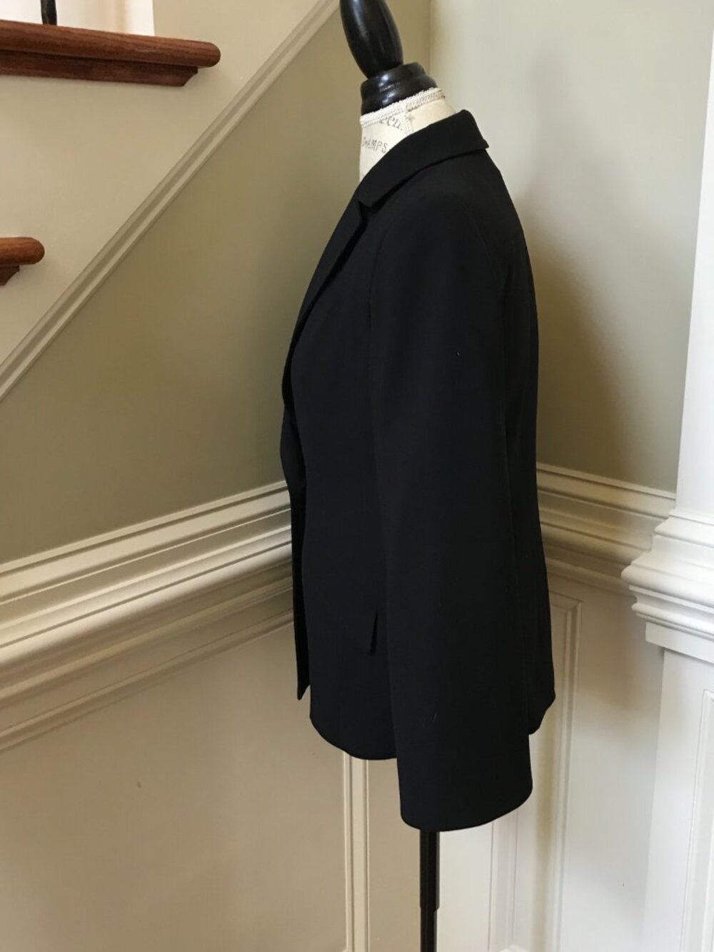 Trina Turk Bee Cape Blazer Jacket Womens 4 Black Crepe Long Sleeve One Button - Picture 10 of 13